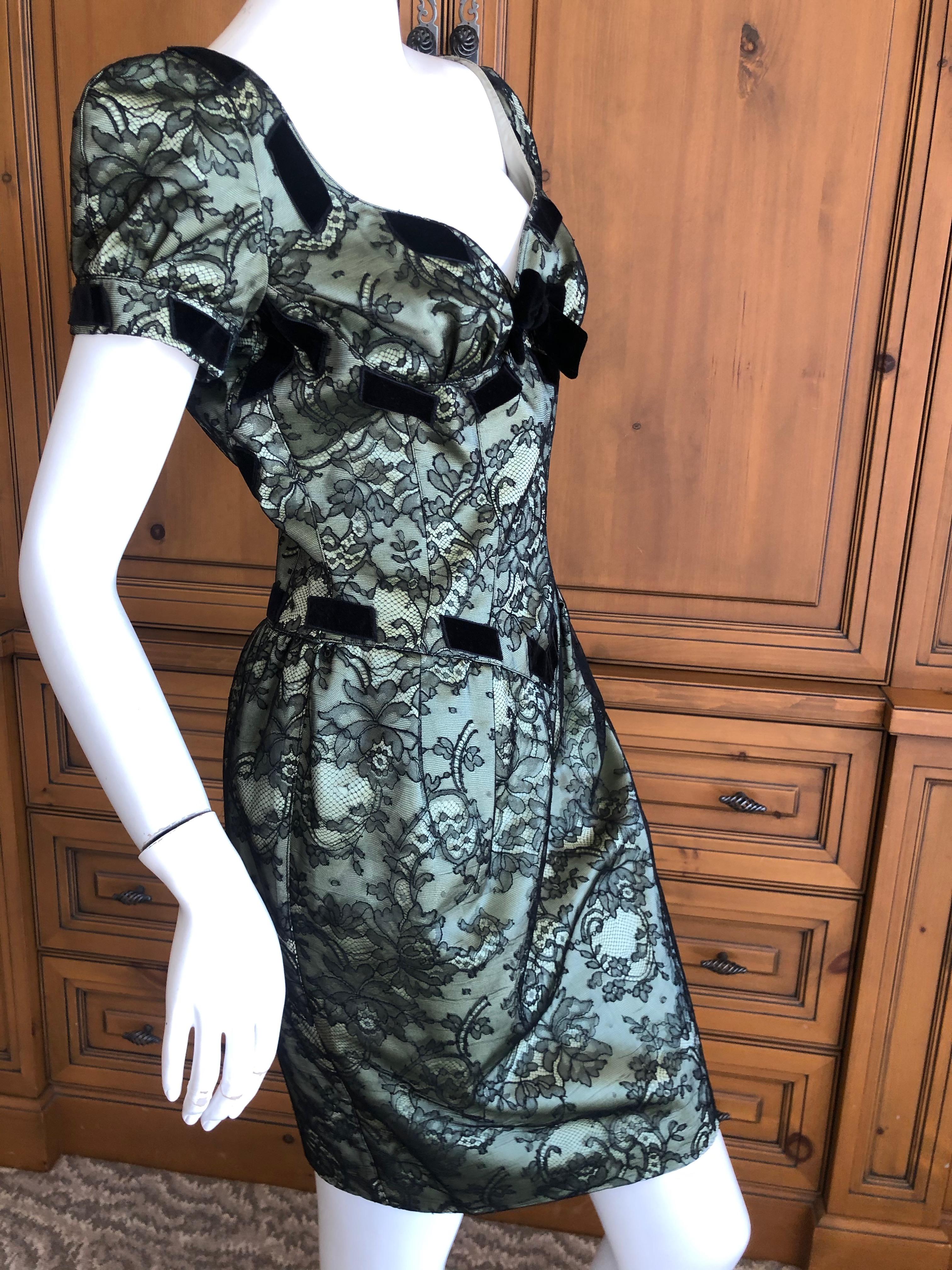 Thierry Mugler Vintage 80's Sexy Silk Lined Lace Overlay Cocktail Dress For Sale 2