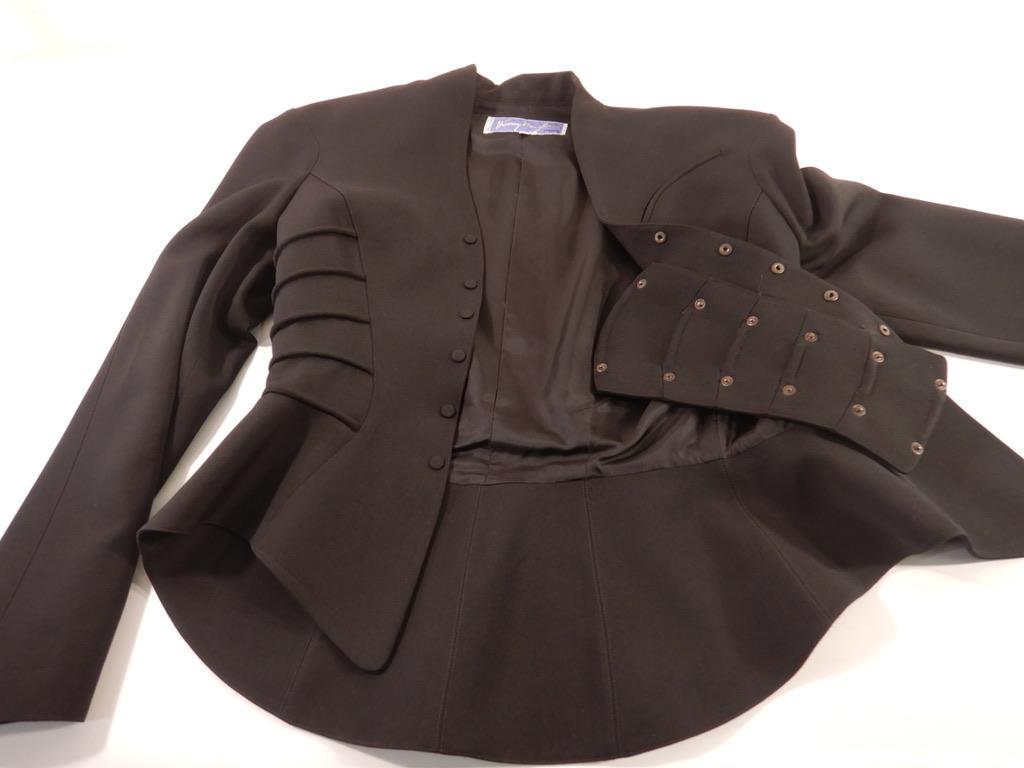 Thierry Mugler Vintage anni '90 Giacca Peplum Nera Gonna Abito in vendita 2