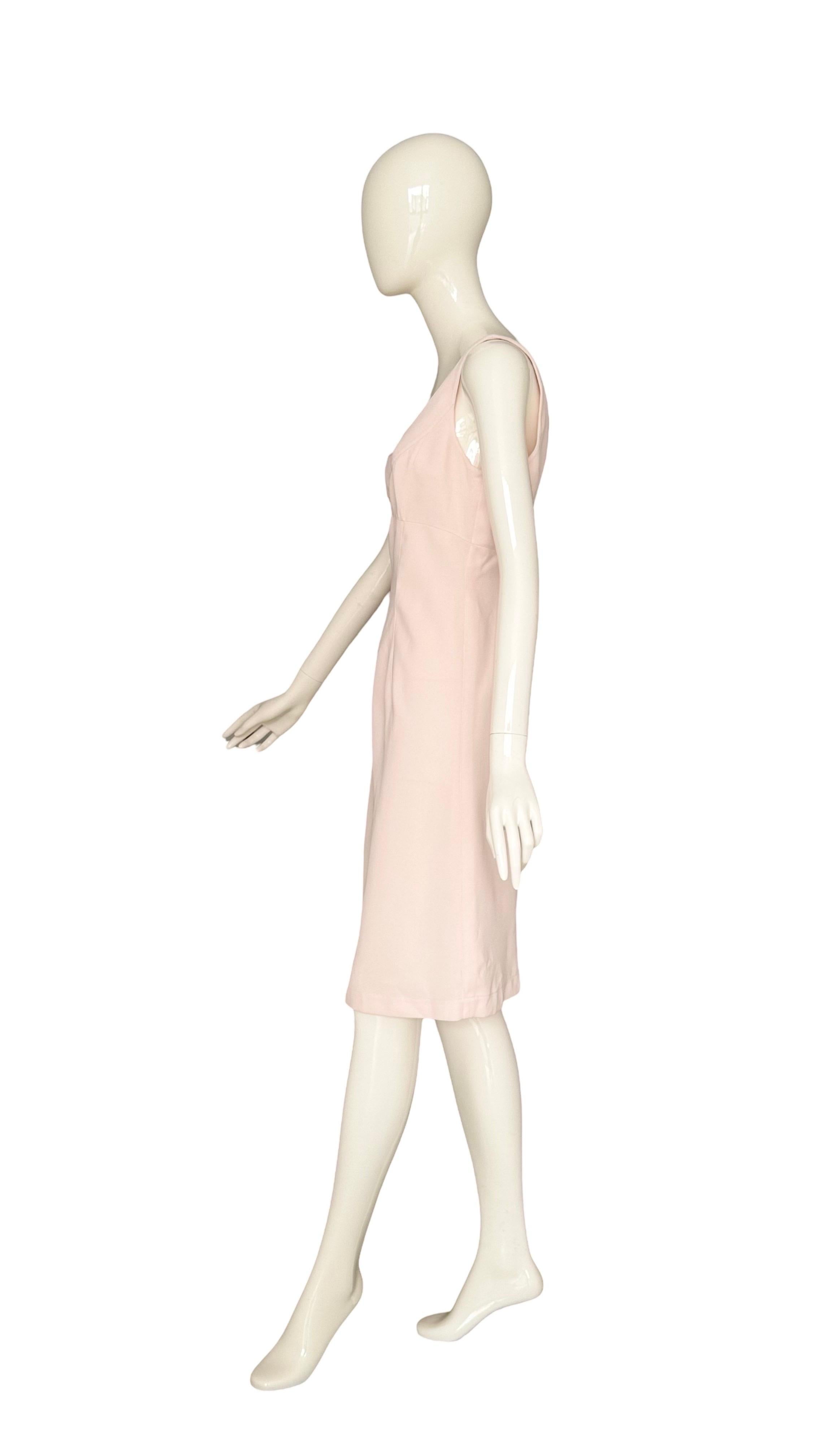 Thierry Mugler Vintage 90s Elegante Vestido por Debajo de la Rodilla Rosa Empolvado Beige en venta