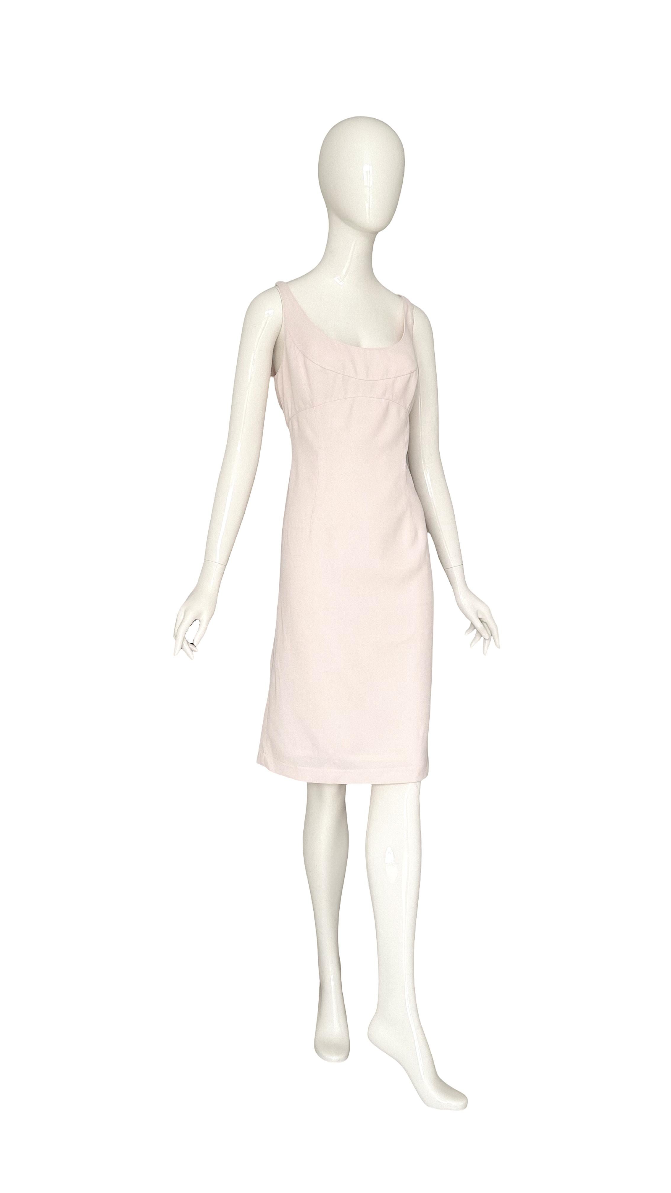 Thierry Mugler Vintage 90s Elegante Vestido por Debajo de la Rodilla Rosa Empolvado en venta 3