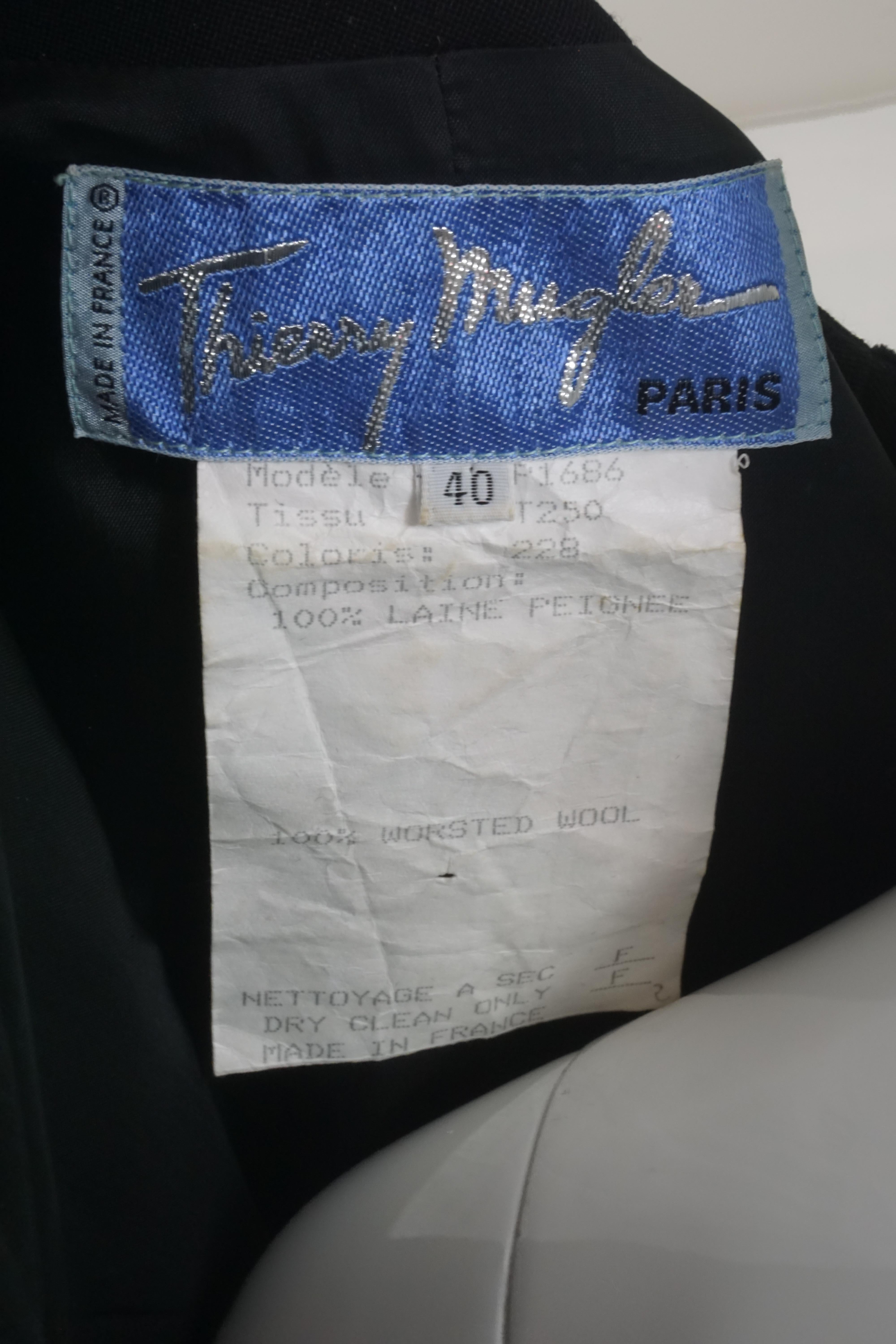 Thierry Mugler Vintage Black 2pc Suit w/Jacket & Skirt 1990's 1