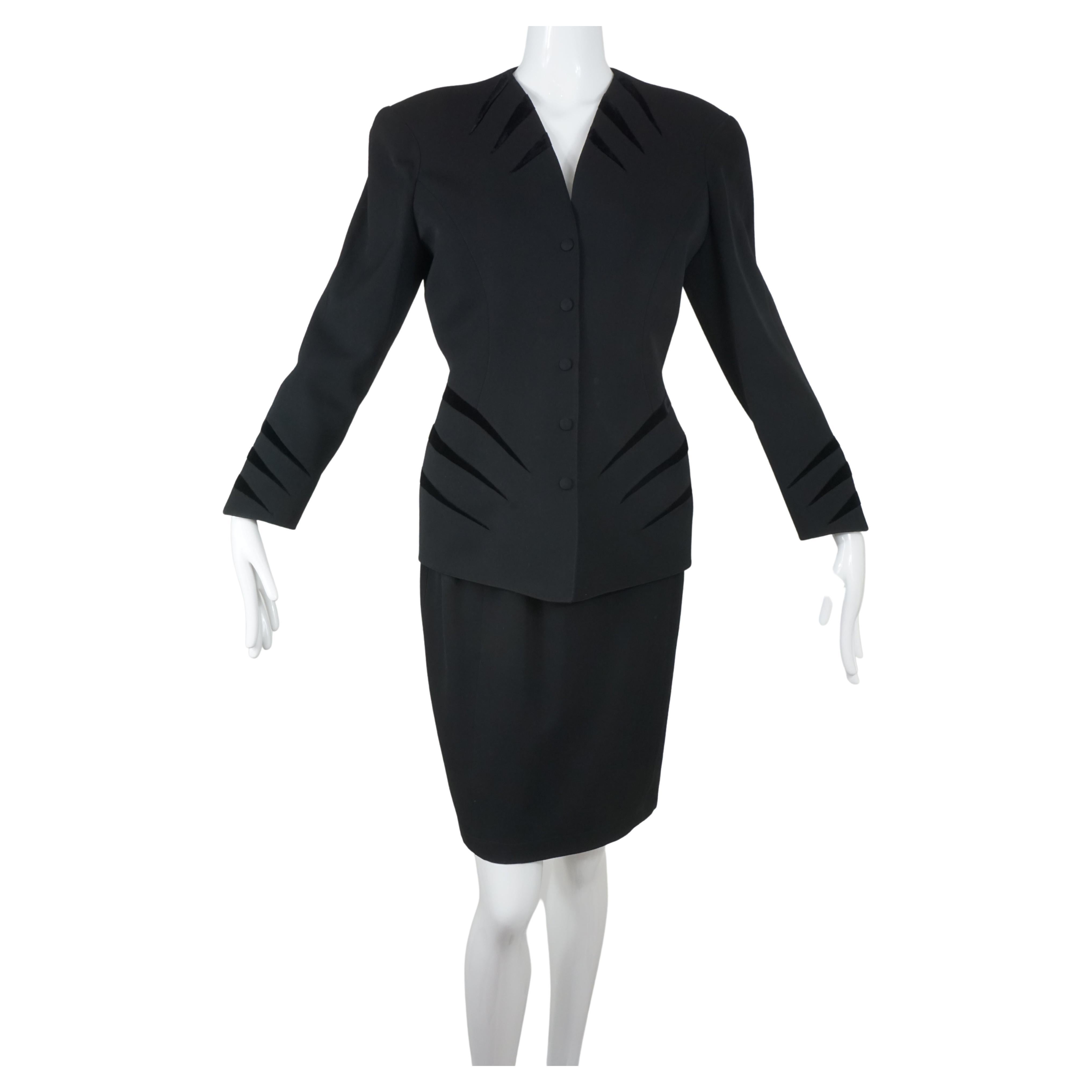 Thierry Mugler Vintage Black 2pc Suit w/Jacket & Skirt 1990's