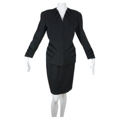 Thierry Mugler Vintage Black 2pc Suit w/Jacket & Skirt 1990's