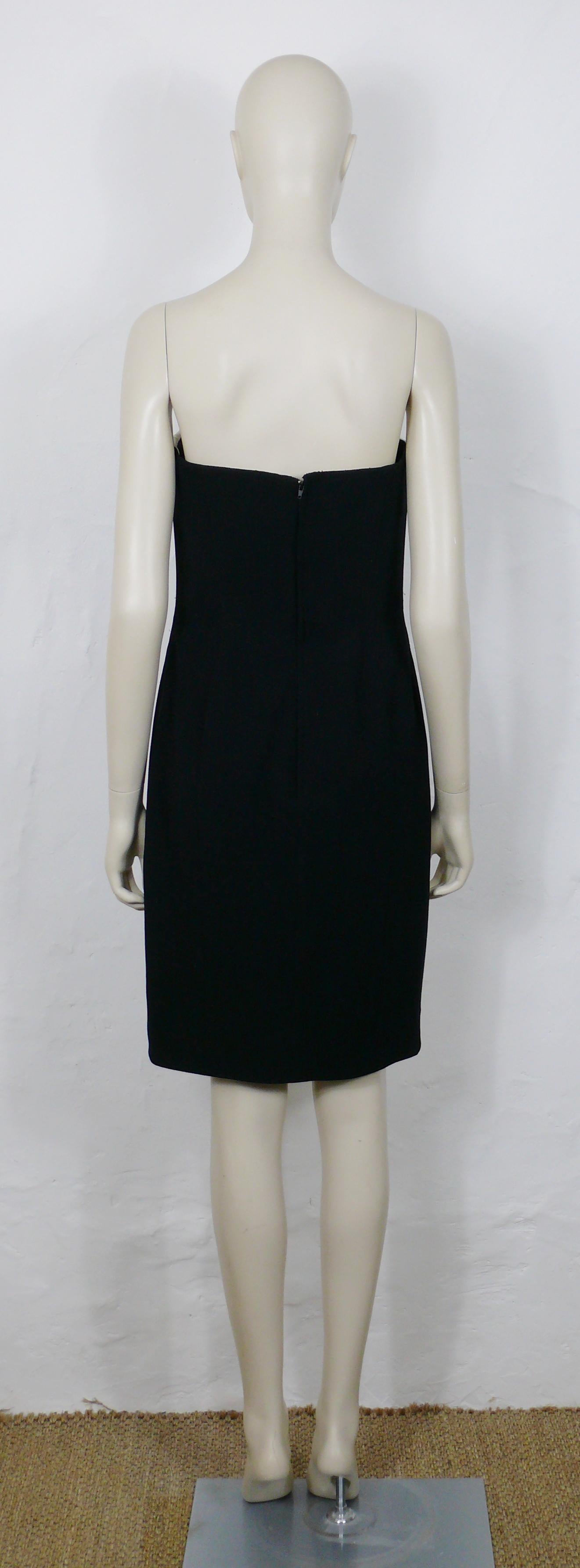 Gray Thierry Mugler Vintage Black and White Asymetric Bustier Dress For Sale