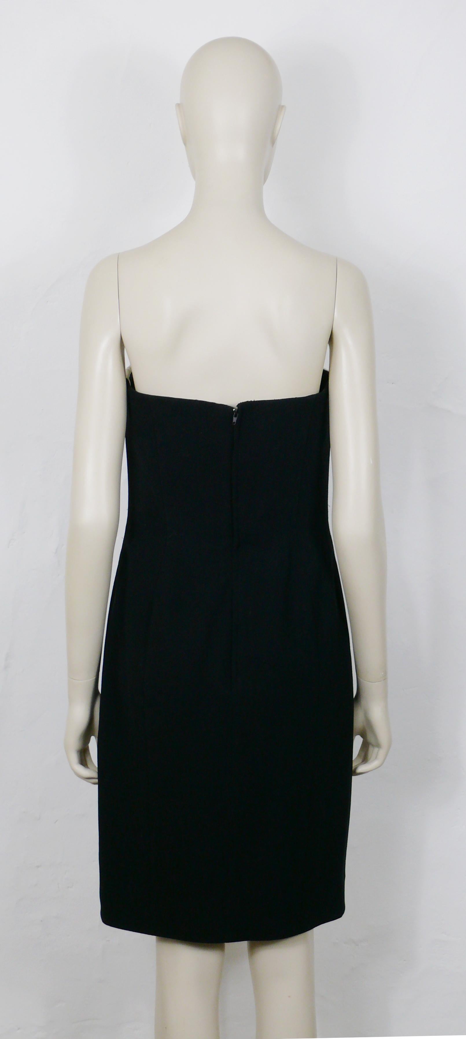 Thierry Mugler Vintage Black and White Asymetric Bustier Dress In Good Condition For Sale In Nice, FR