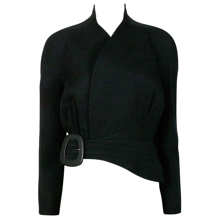 Thierry Mugler Vintage Black Asymmetrical Iconic Jacket at 1stdibs