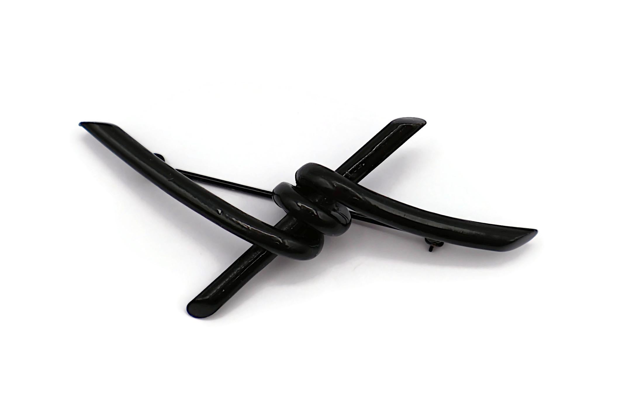 THIERRY MUGLER Vintage Black Barbed Wire Brooch In Good Condition For Sale In Nice, FR
