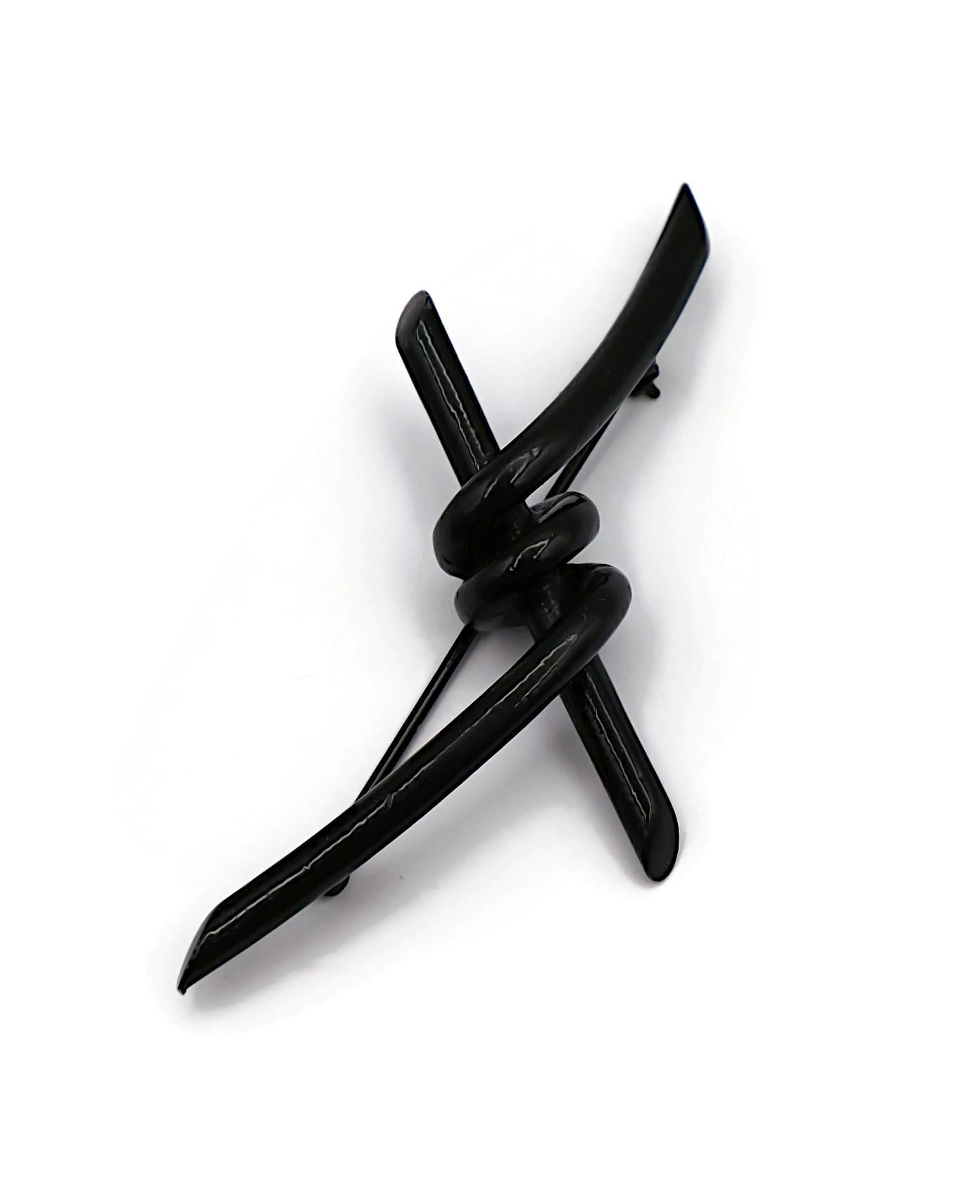THIERRY MUGLER Vintage Black Barbed Wire Brooch For Sale 1
