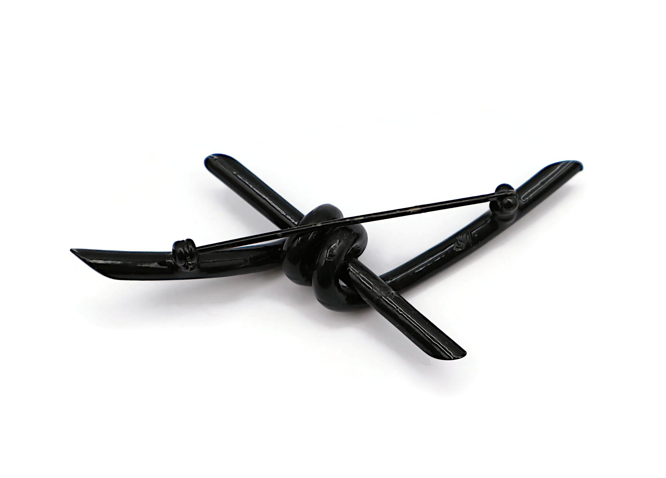 THIERRY MUGLER Vintage Black Barbed Wire Brooch For Sale 3