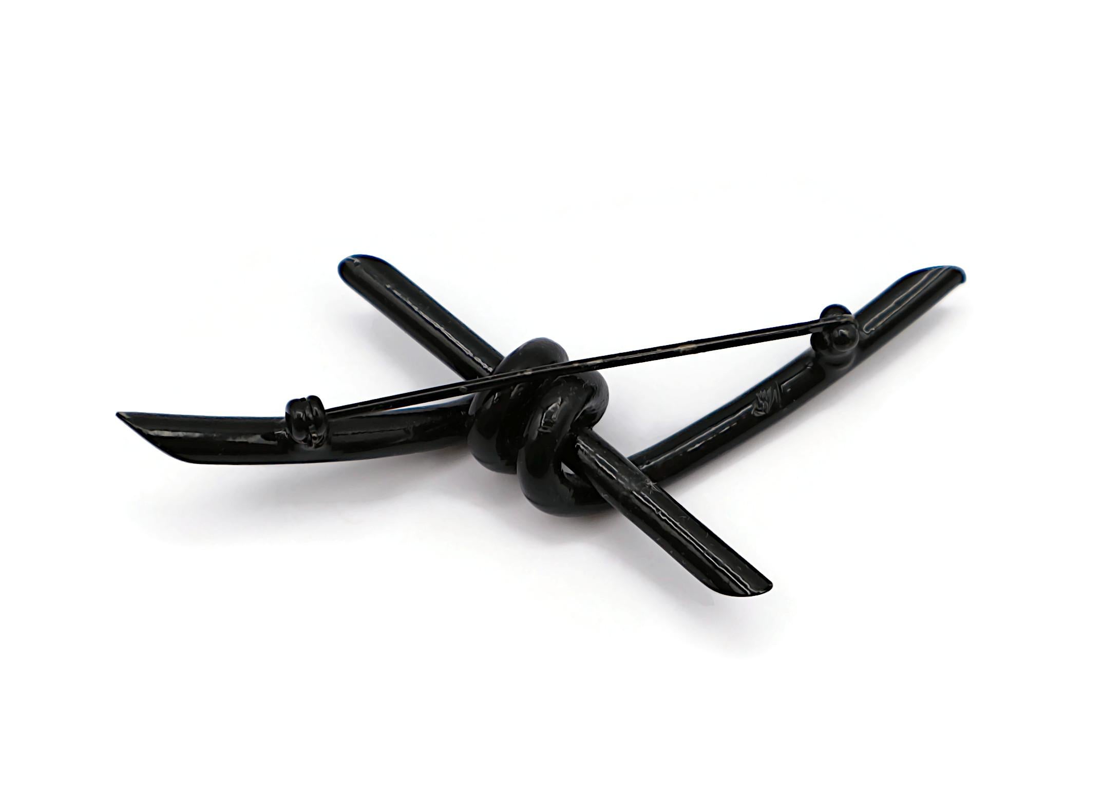 THIERRY MUGLER Vintage Black Barbed Wire Brooch For Sale 2