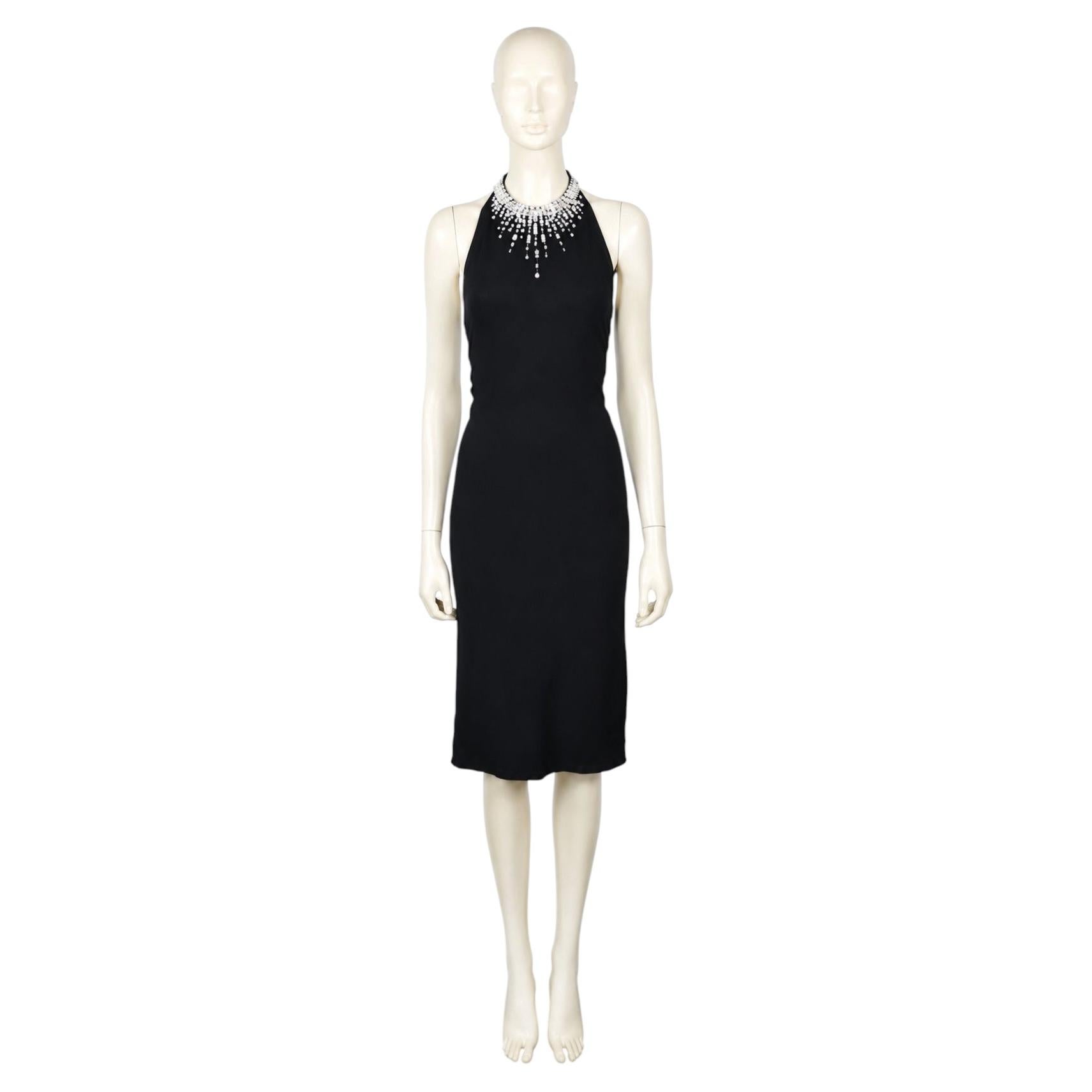 THIERRY MUGLER Vintage Black Cocktail Dress with Crystal Embellished Neckline