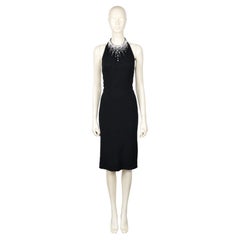 Thierry Mugler - Vestito da cocktail vintage nero con scollo impreziosito da cristalli