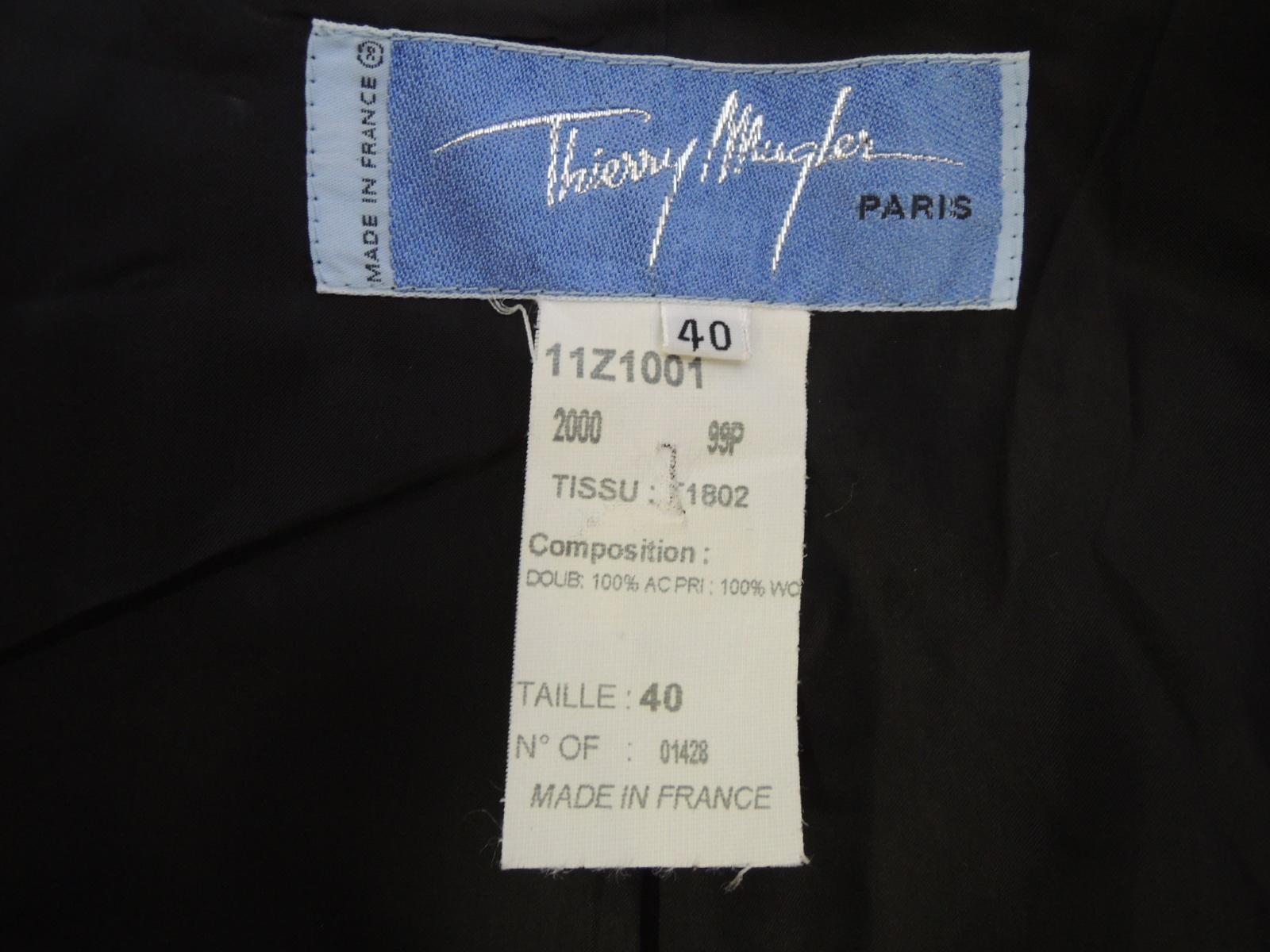 Thierry Mugler Vintage Black Embellished Skirt Suit For Sale 3