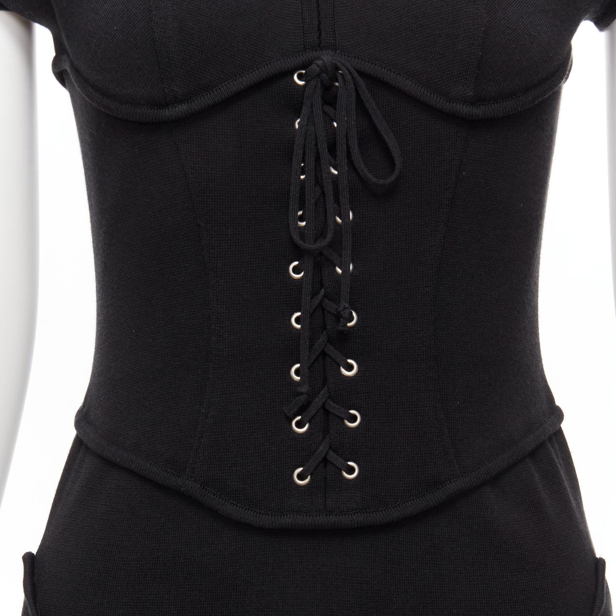 THIERRY MUGLER Vintage black jersey corset lace up waist bodycon dress M
Reference: TGAS/D00359
Brand: Thierry Mugler
Designer: Thierry Mugler
Material: Jersey
Color: Black
Pattern: Solid
Closure: Zip
Extra Details: Back zip detail. With vintage