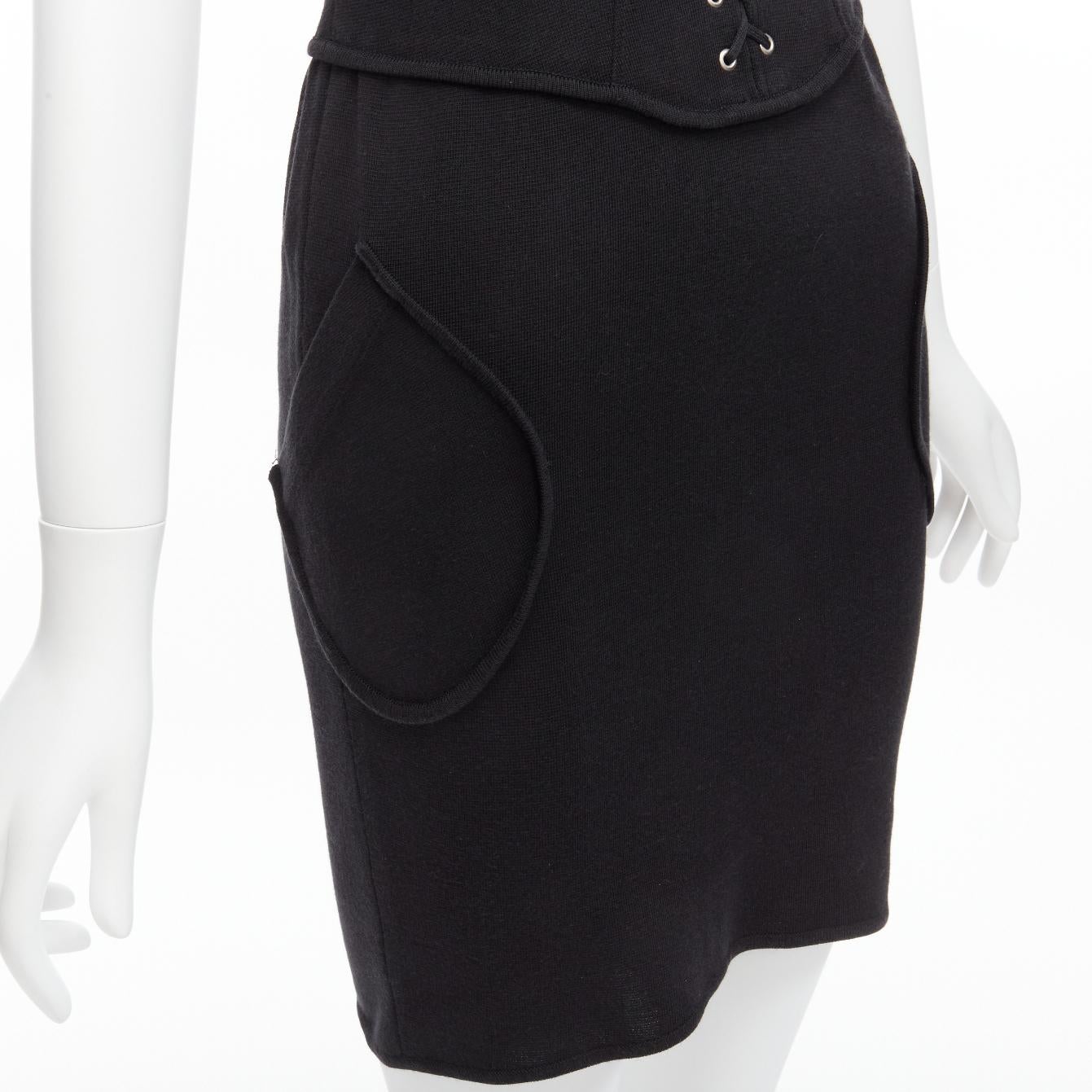 THIERRY MUGLER Vintage Schwarzes Jersey-Korsett-Bodycon-Kleid mit Schnürung an der Taille M im Angebot 4