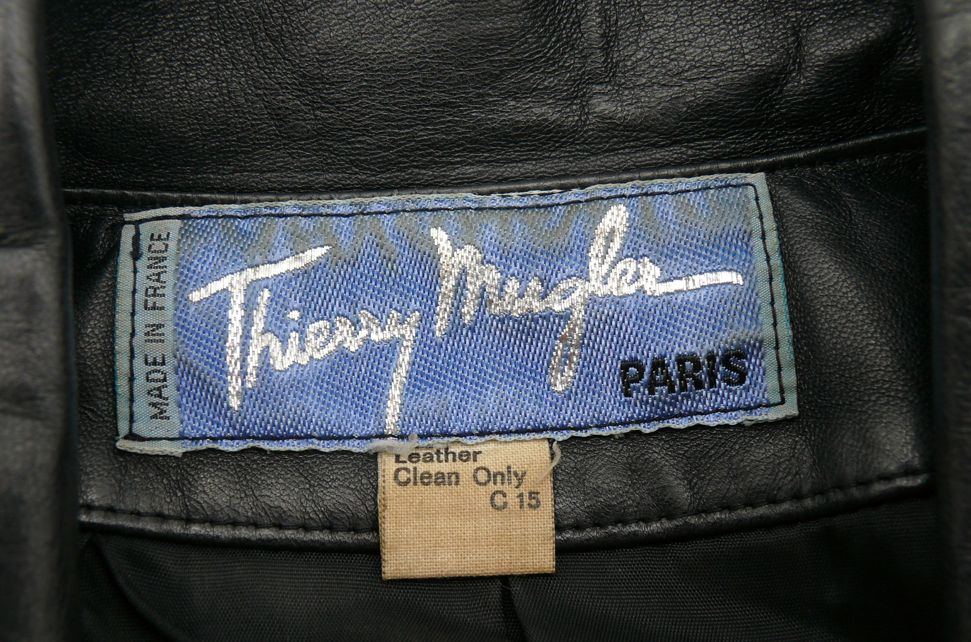 THIERRY MUGLER Vintage Black Leather Dress For Sale 7