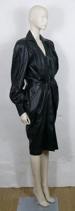 THIERRY MUGLER Vintage Black Leather Dress