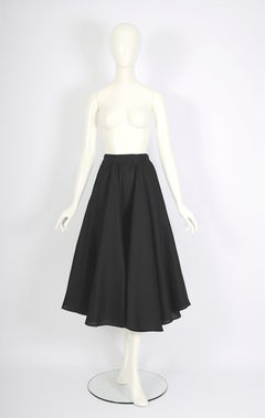Thierry Mugler vintage black linen full circle swing skirt