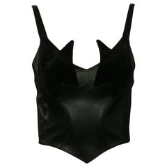 Thierry Mugler Vintage Black Satin and Velvet Iconic Star Bustier