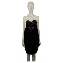 THIERRY MUGLER Vintage Black Velvet Bubble Dress with Sequin Heart Bustier