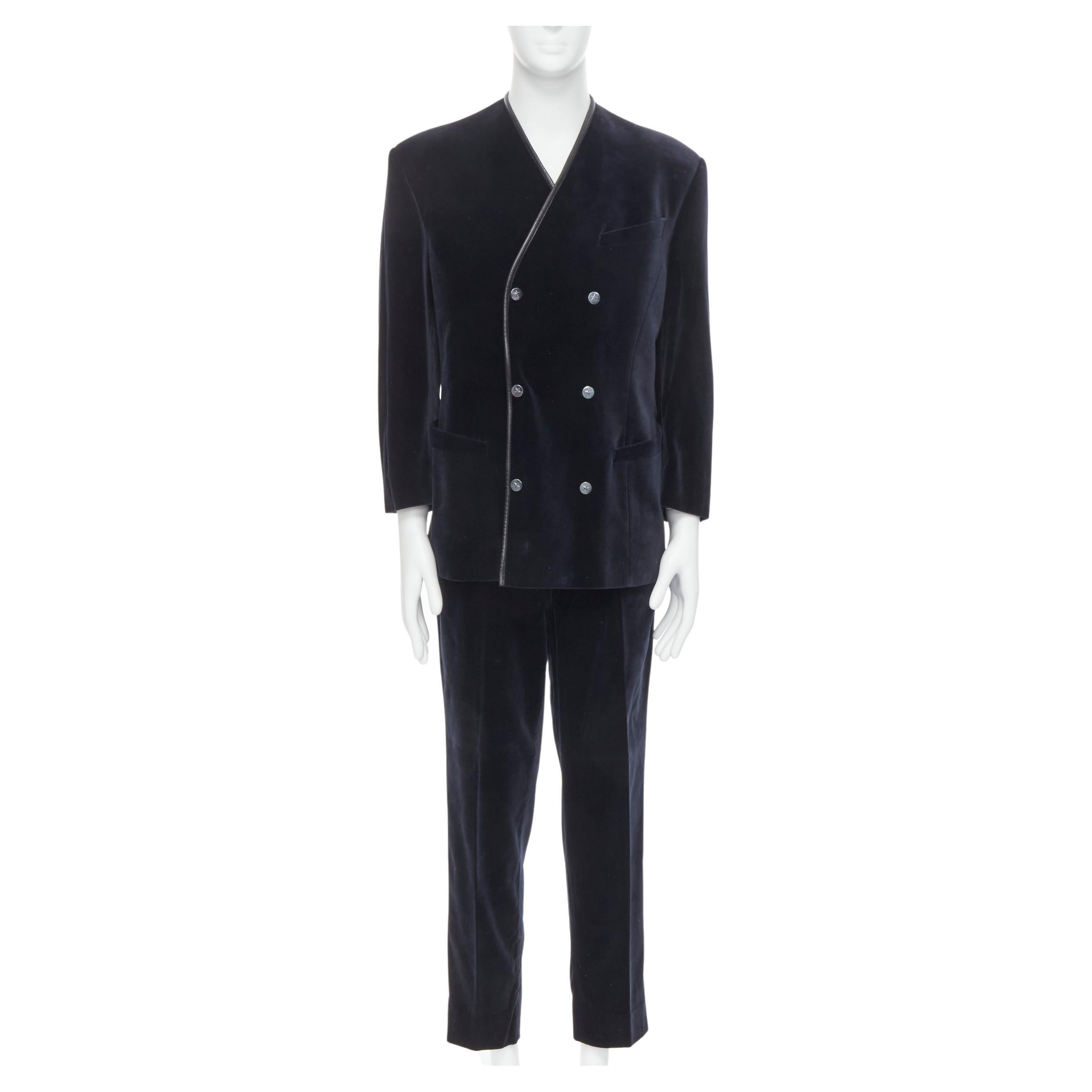 THIERRY MUGLER Vintage black velvet star button blazer suit EU50 L