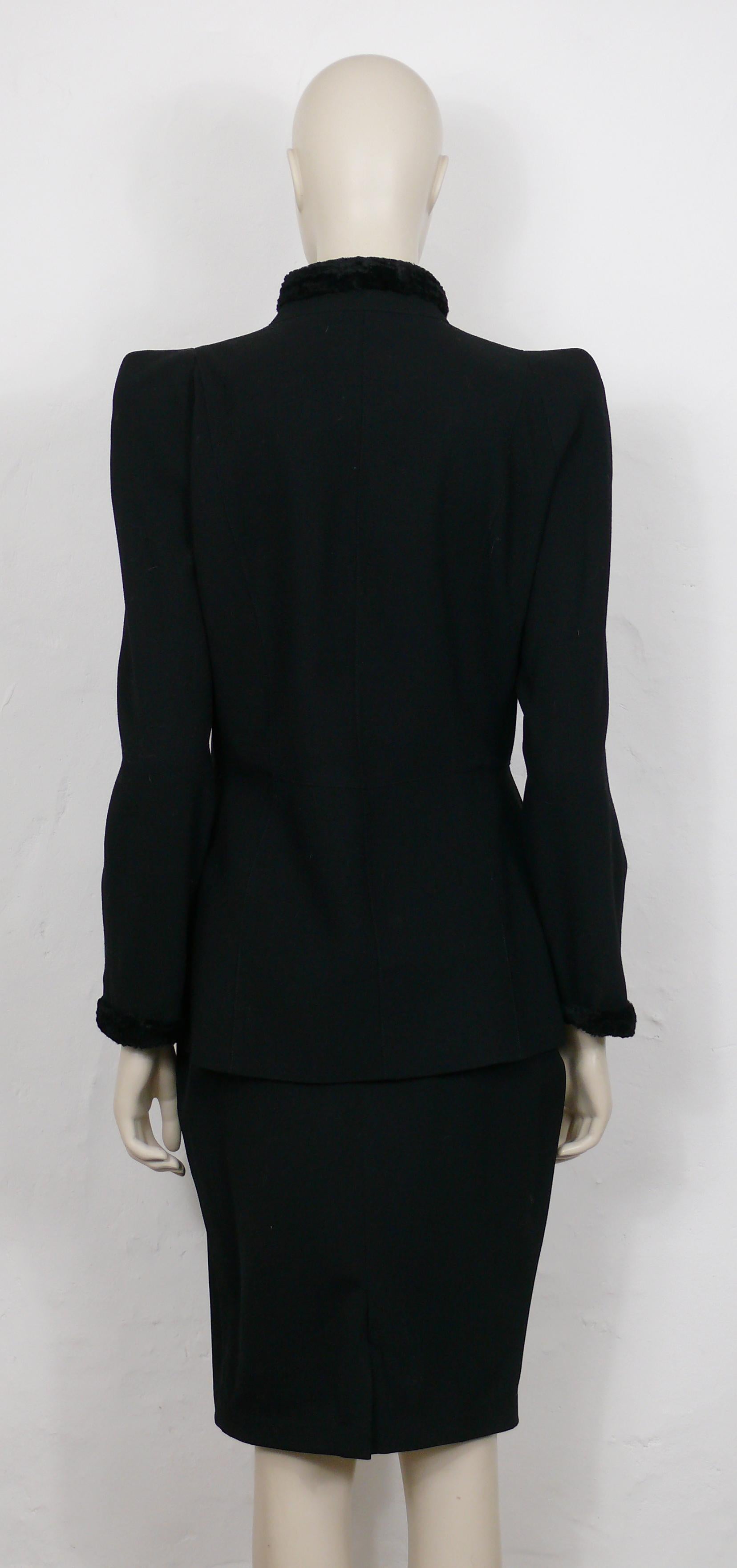 Thierry Mugler Vintage Black Wool & Claw Ornaments Skirt Suit For Sale 6
