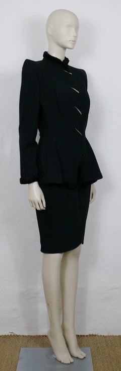 Thierry Mugler Vintage Black Wool & Claw Ornaments Skirt Suit