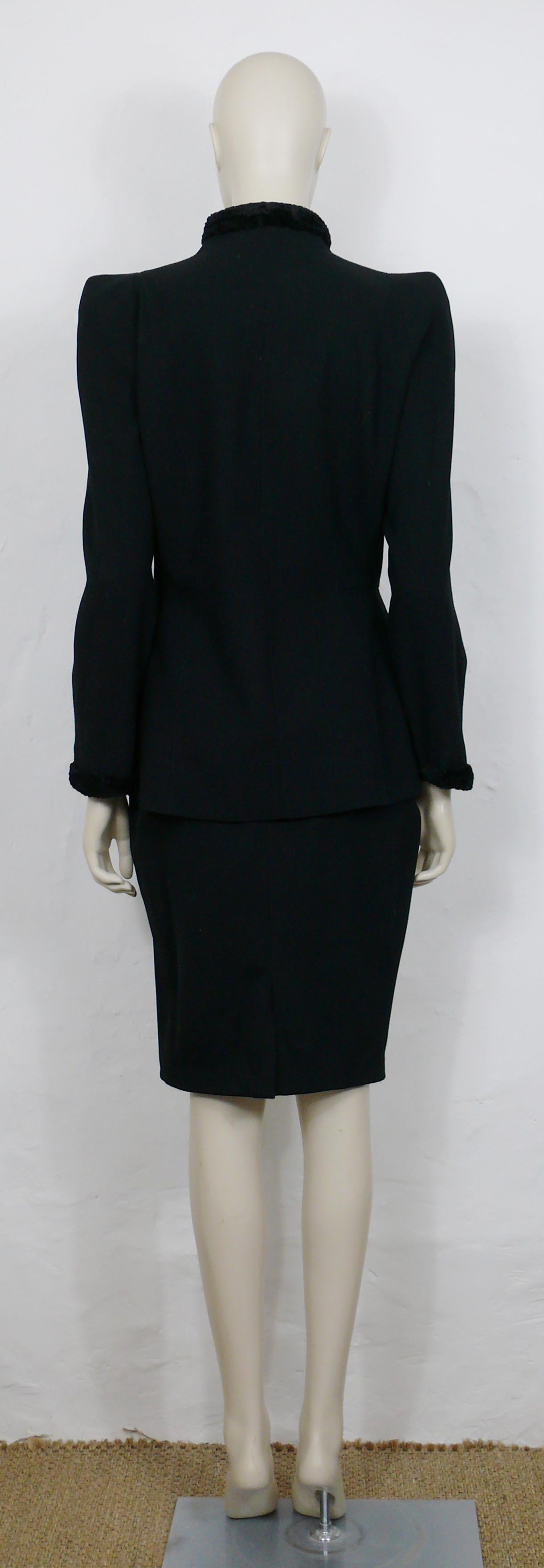 Thierry Mugler Vintage Black Wool & Claw Ornaments Skirt Suit For Sale 5