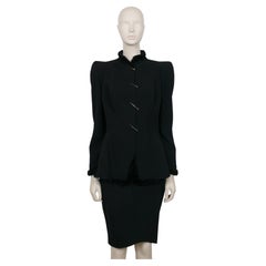Thierry Mugler Vintage Black Wool & Claw Ornaments Skirt Suit