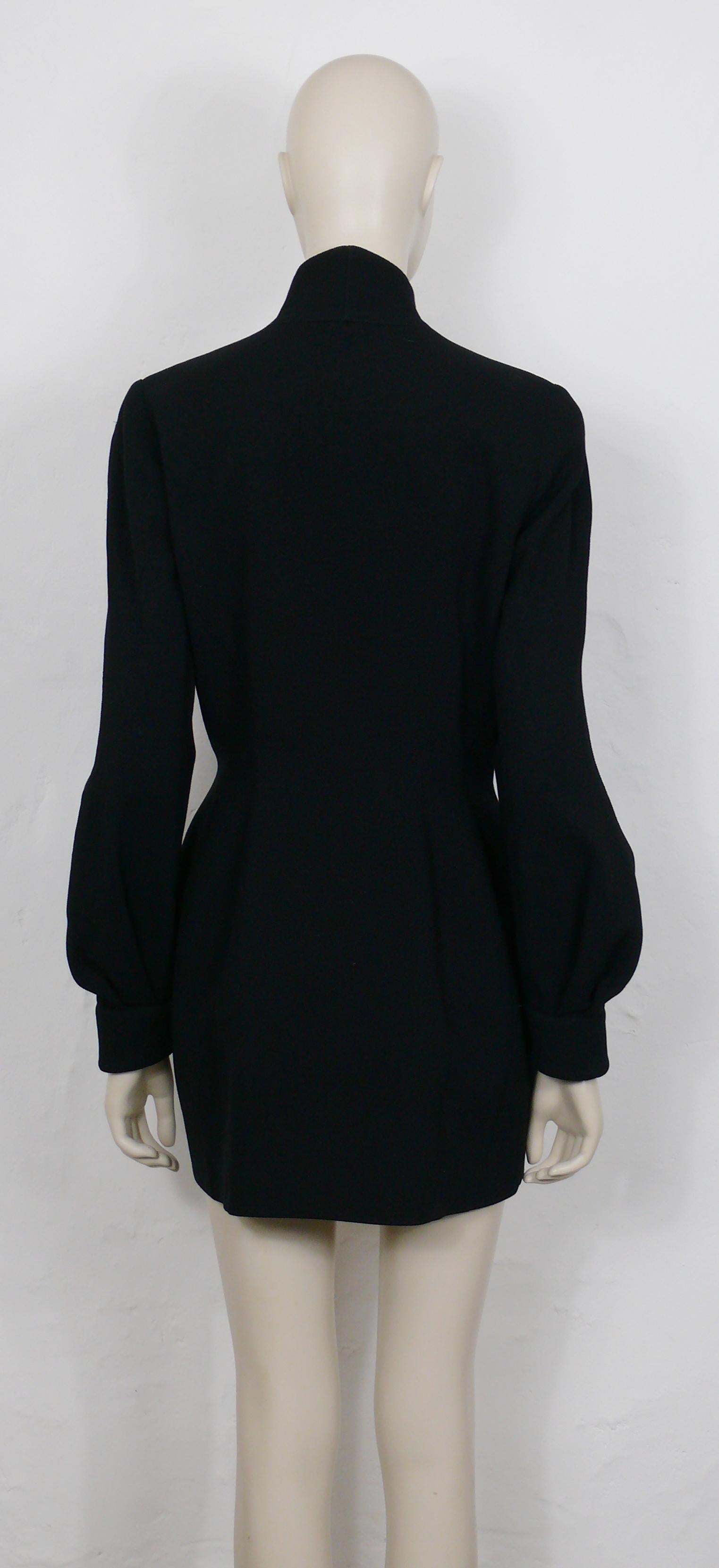 Thierry Mugler Vintage Black Wool Wrapped Supple Jacket Size 40 In Good Condition In Nice, FR