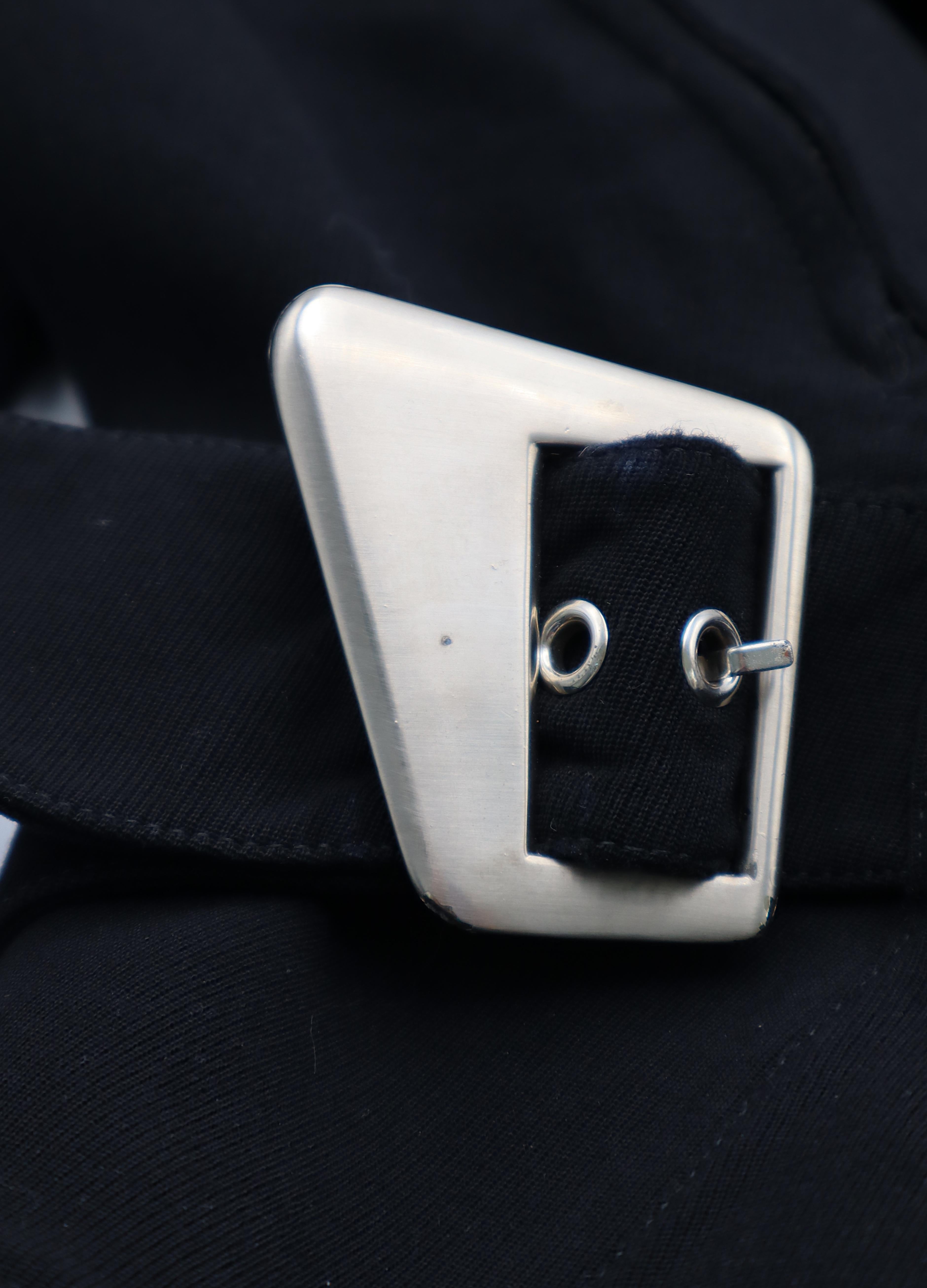 Thierry Mugler - Giacca Peplum in lana pettinata nera vintage in vendita 3