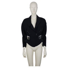 Thierry Mugler - Giacca Peplum in lana pettinata nera vintage