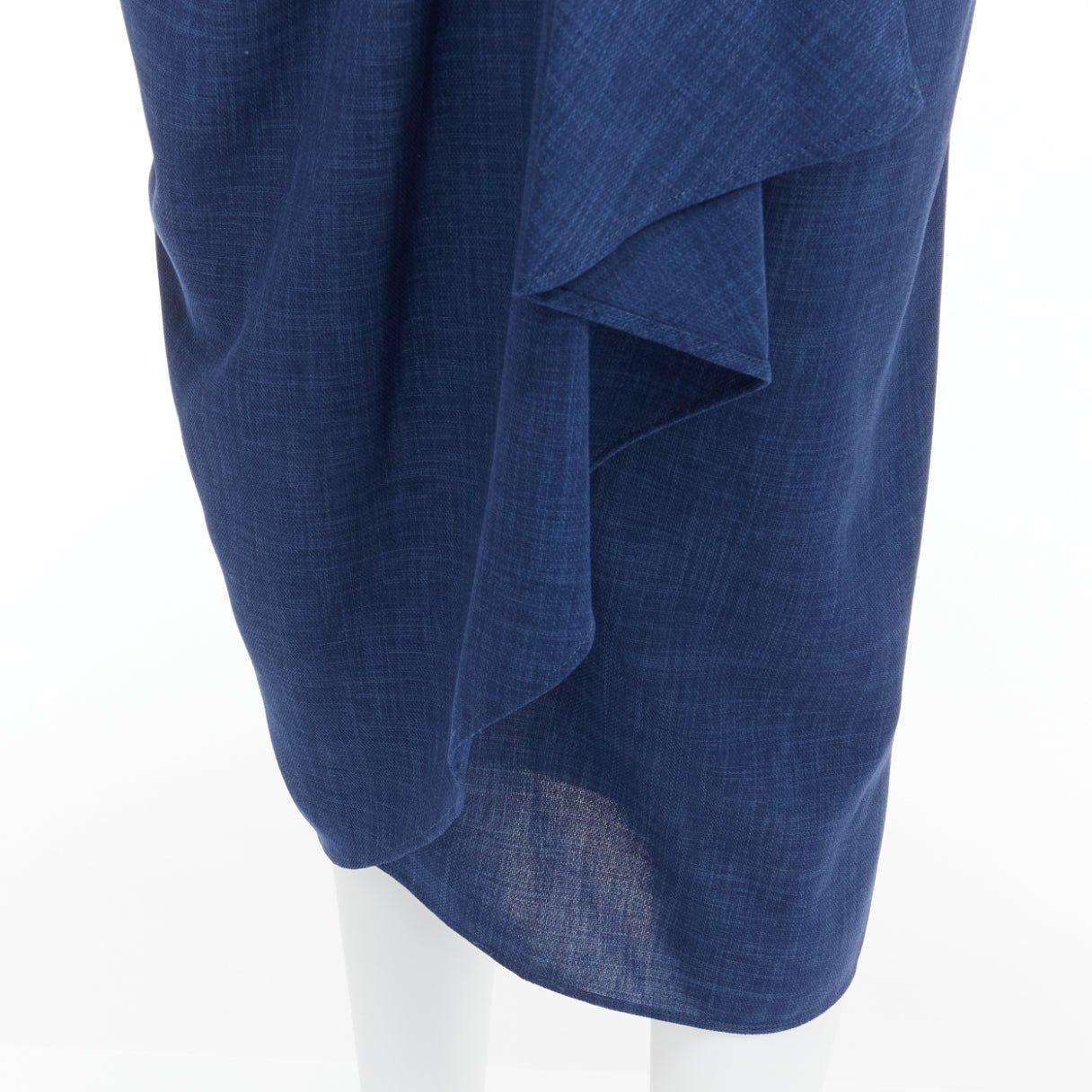 THIERRY MUGLER Vintage blue lightweight drape wrap waist button skirt IT63-90 S For Sale 2