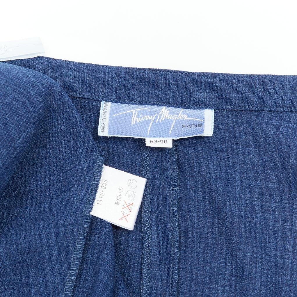 THIERRY MUGLER Vintage blue lightweight drape wrap waist button skirt IT63-90 S For Sale 5