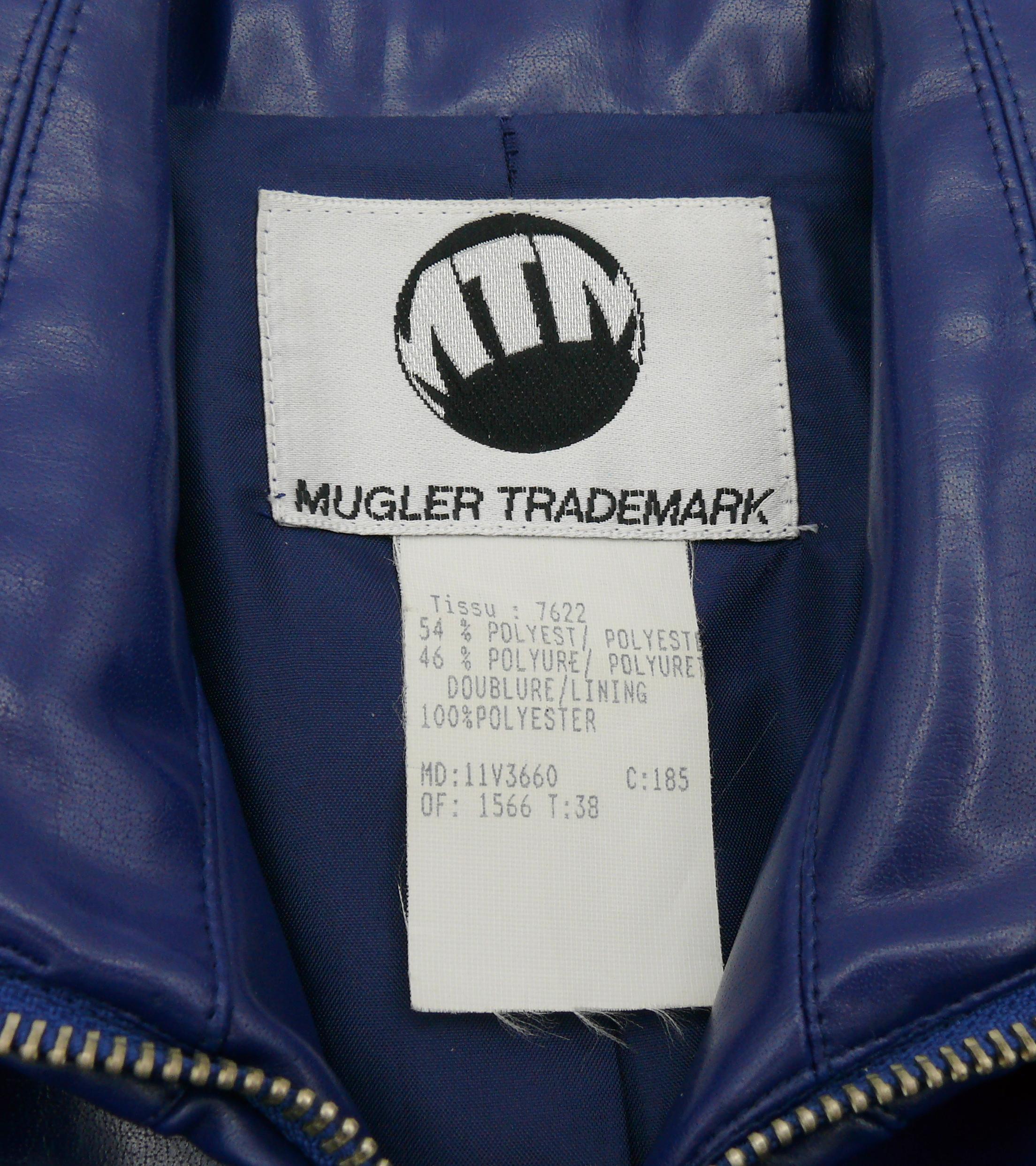 Thierry Mugler Vintage Blue Rubber Like Stars Jacket In Excellent Condition For Sale In Nice, FR