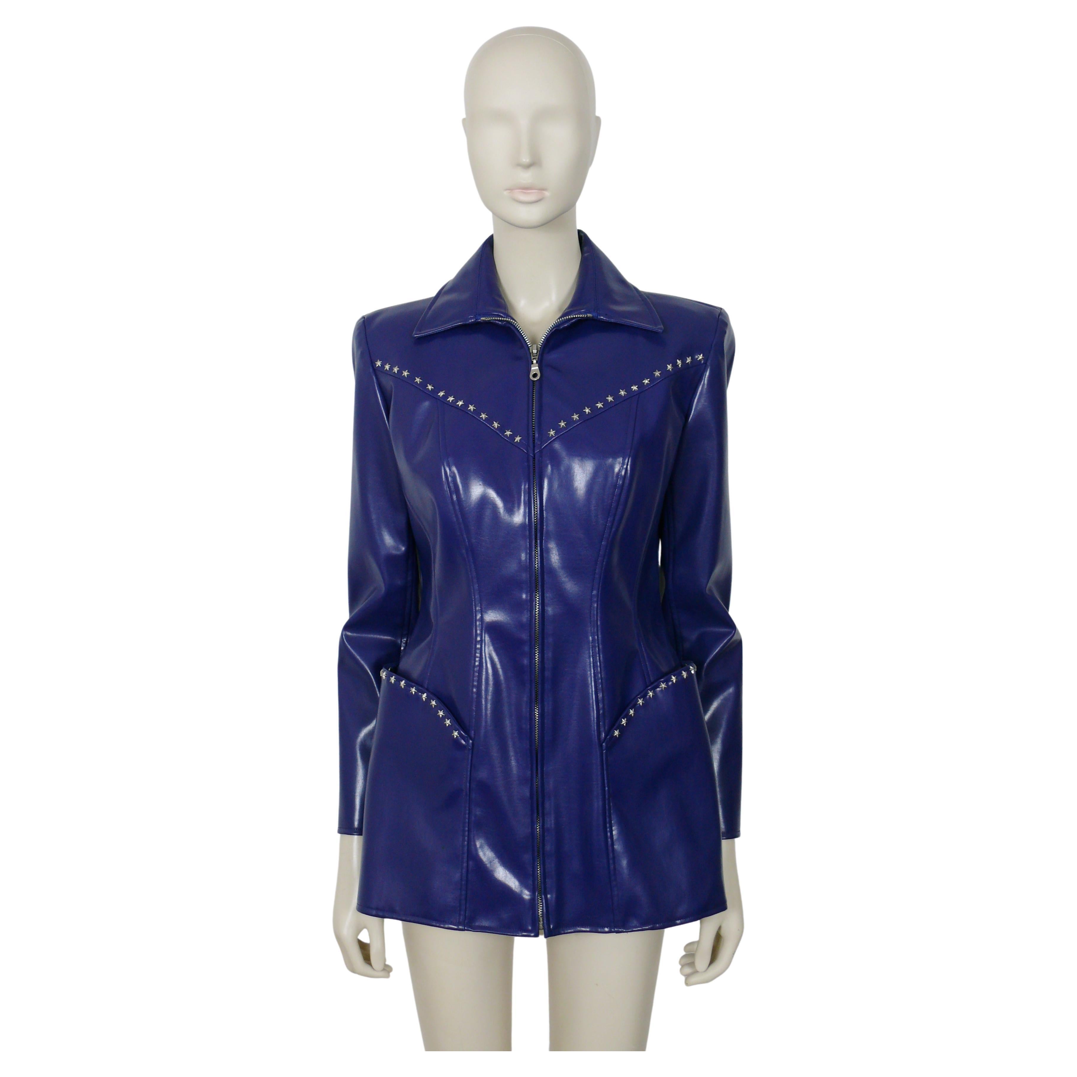 Thierry Mugler Vintage Blue Rubber Like Stars Jacket For Sale at 1stDibs |  mugler jacket, thierry mugler blue, vintage mugler
