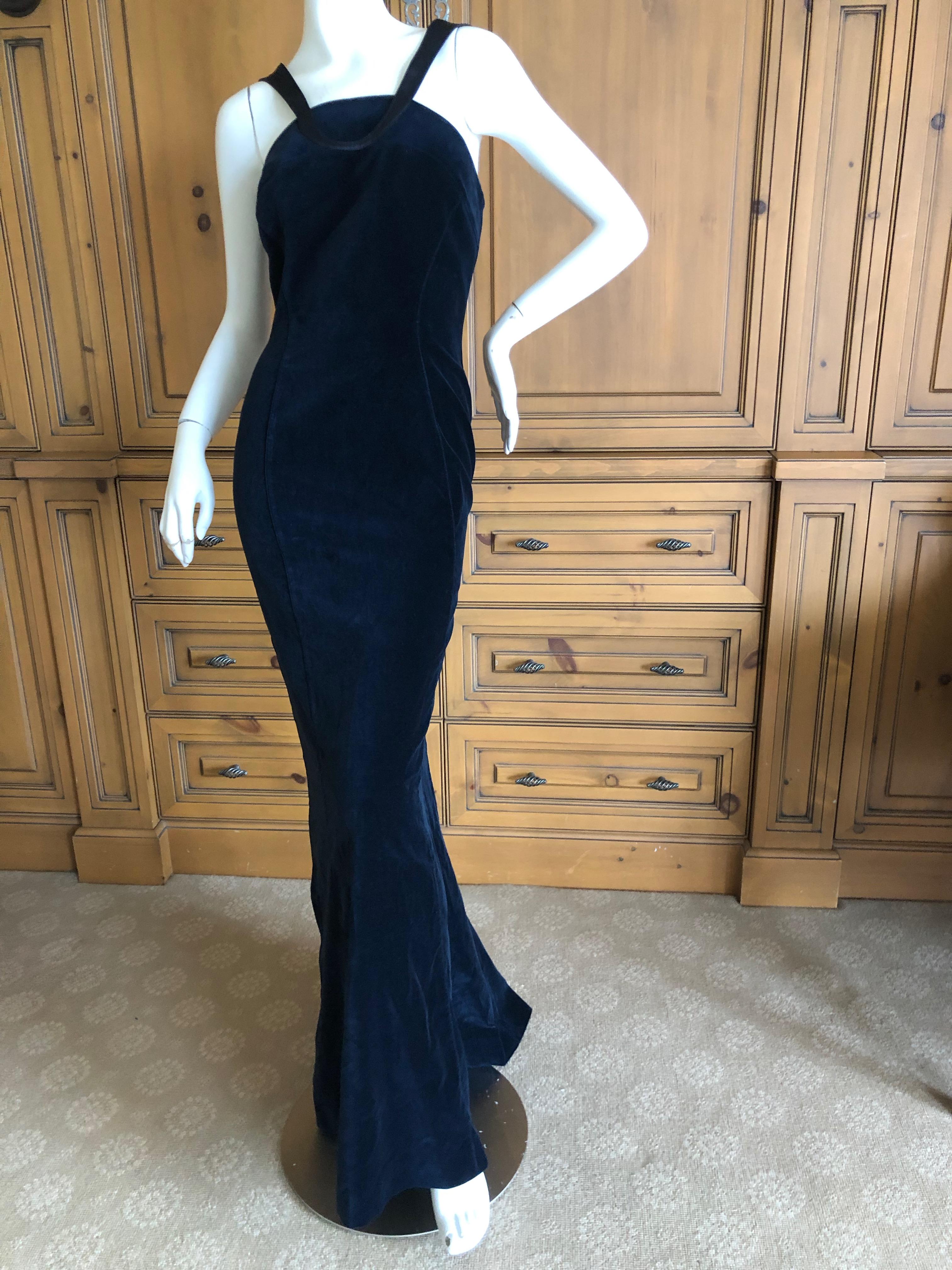 Thierry Mugler Vintage Blue Velvet Mermaid Dress Matching Bolero Unworn w Tags  In New Condition In Cloverdale, CA
