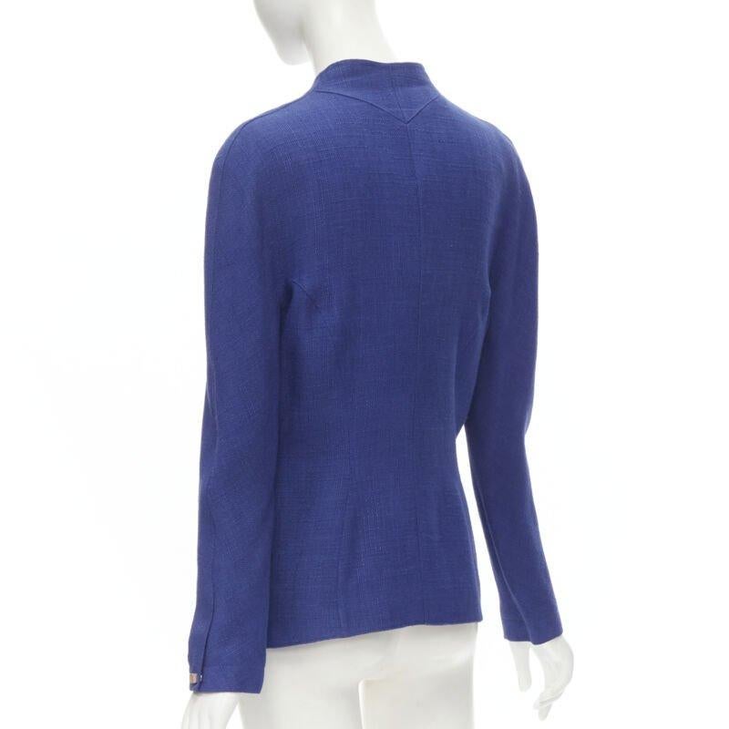 Thierry Mugler Giacca peplo con cuciture curve in viscosa blu vintage FR42 L in vendita 1