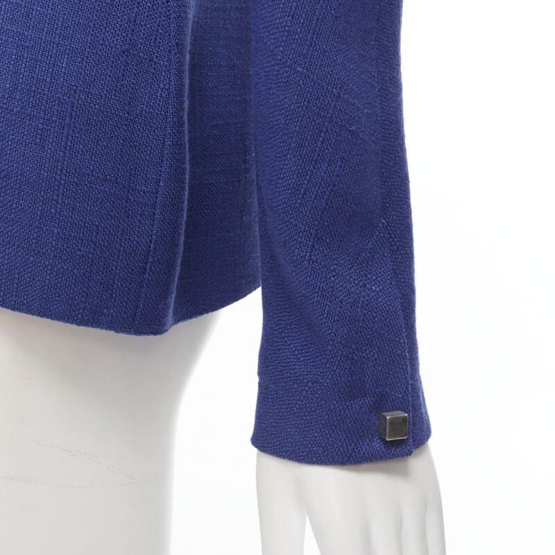 Thierry Mugler Giacca peplo con cuciture curve in viscosa blu vintage FR42 L in vendita 2