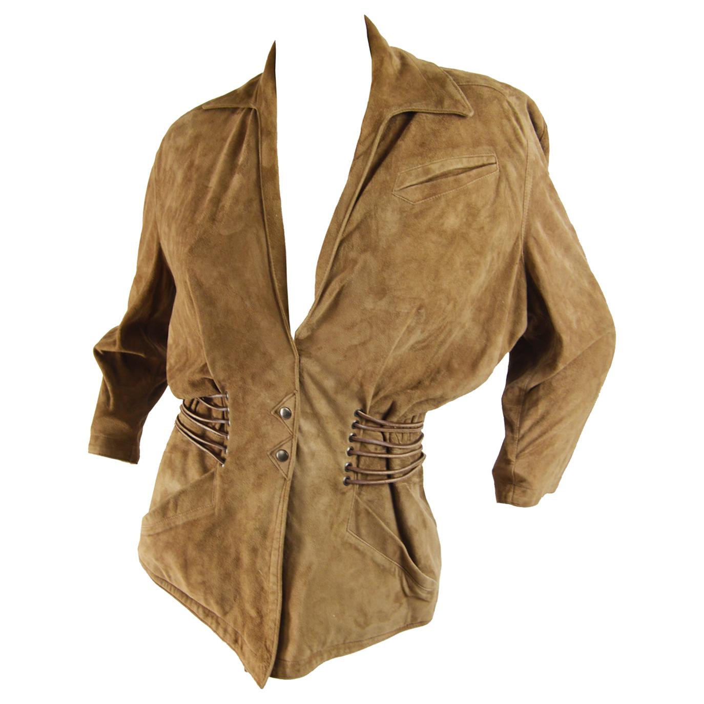 Thierry Mugler Vintage Brown Suede Jacket, 1980s