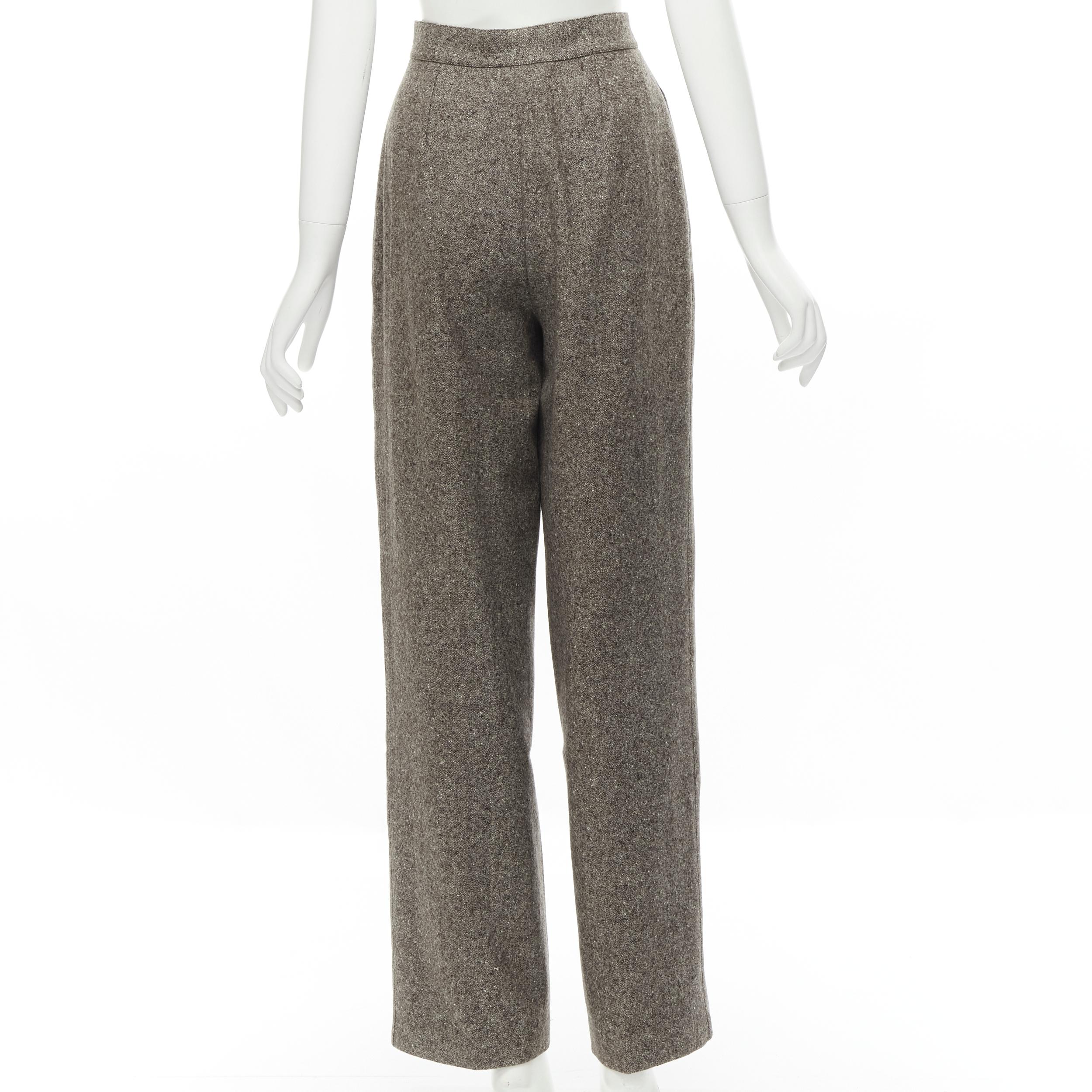 THIERRY MUGLER Vintage brown wool tweed contour peplum jacket pants set FR38 M 5