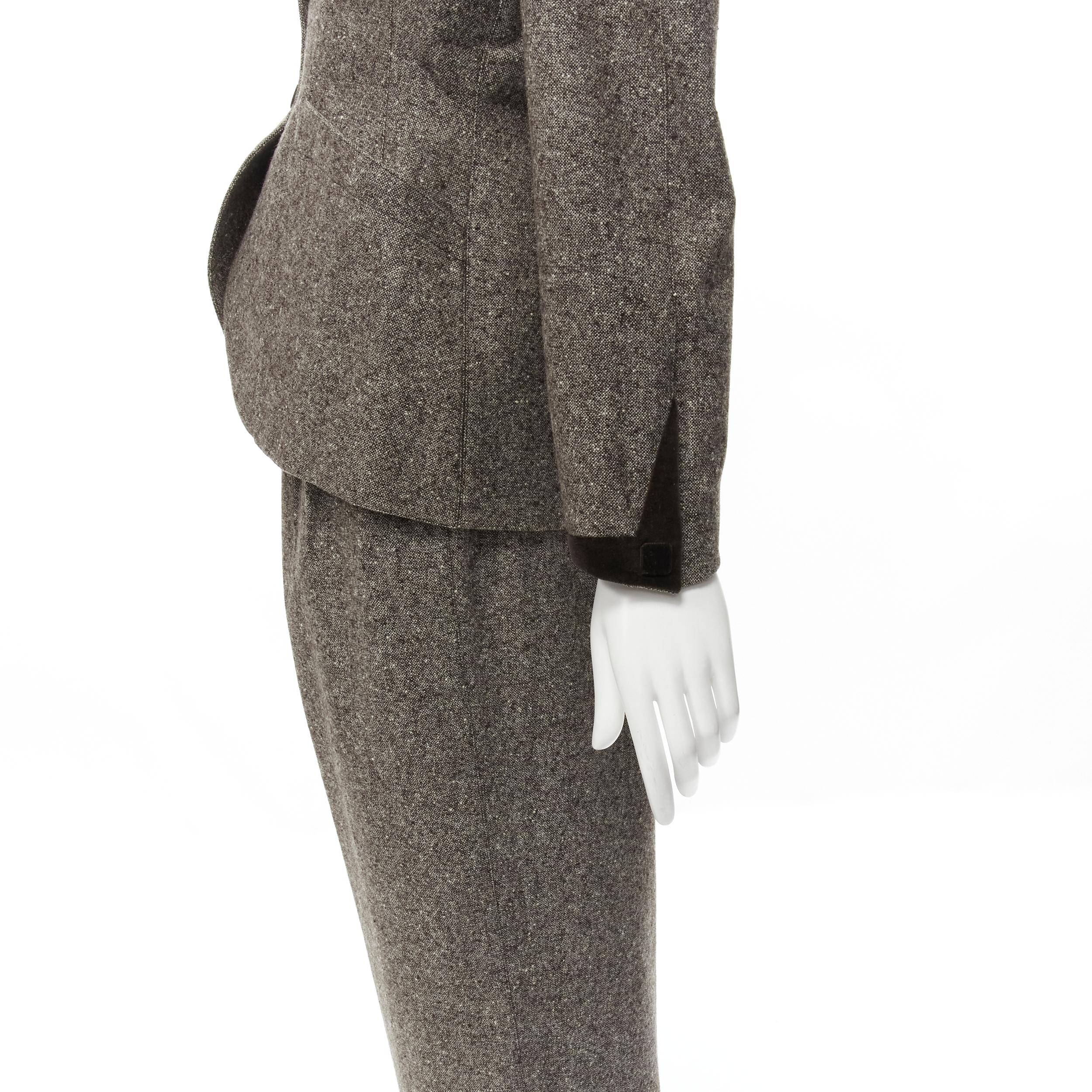 THIERRY MUGLER Vintage brown wool tweed contour peplum jacket pants set FR38 M 3