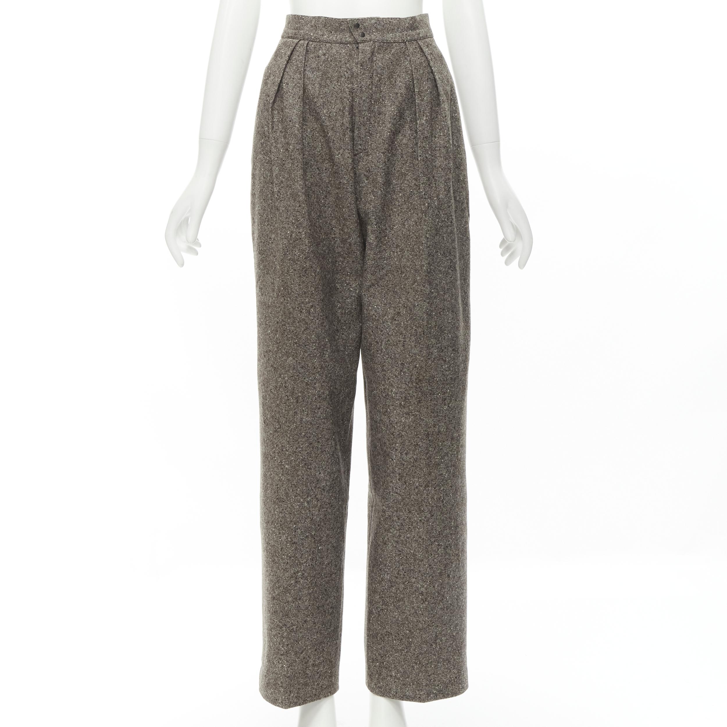 THIERRY MUGLER Vintage brown wool tweed contour peplum jacket pants set FR38 M 4
