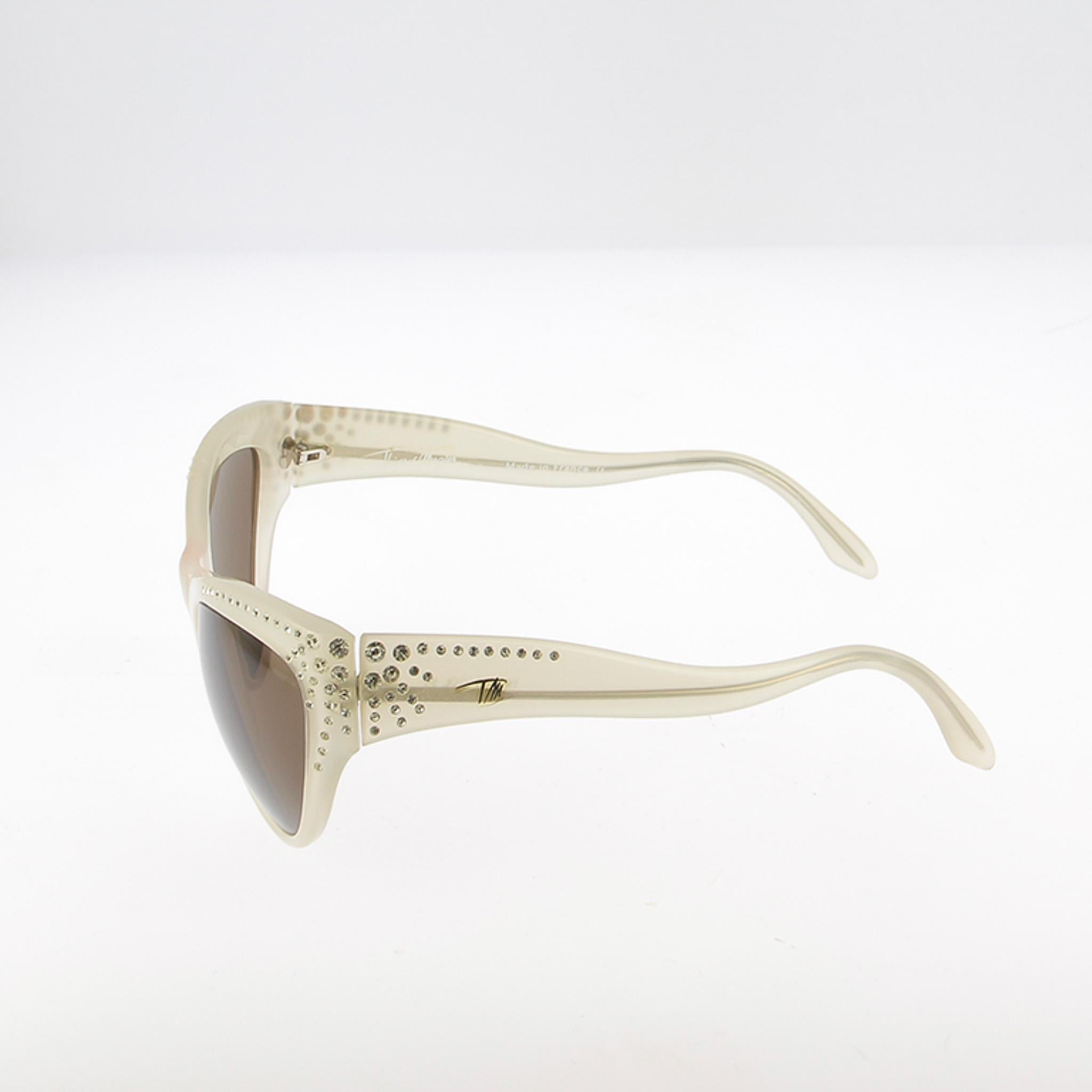 Thierry Mugler, montura vintage de ojo de gato con strass, años 90 Marrón en venta