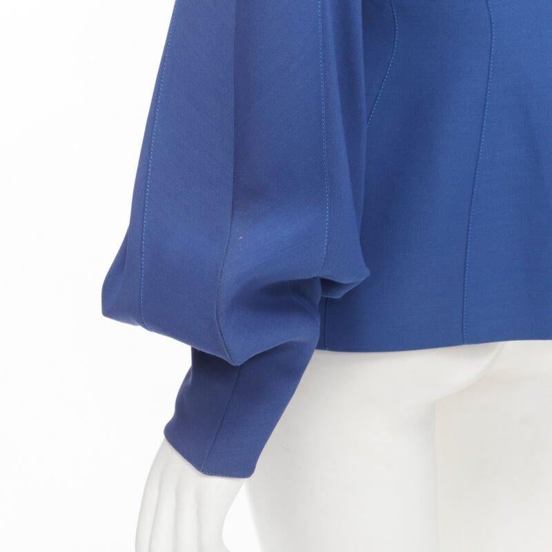 THIERRY MUGLER Vintage cobalt blue futuristic collar peplum jacket FR42 L 2