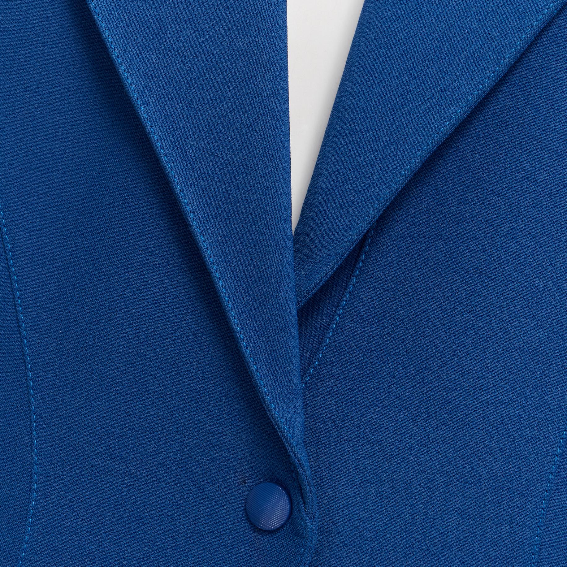 Women's THIERRY MUGLER Vintage cobalt blue futuristic collar peplum jacket FR42 L For Sale