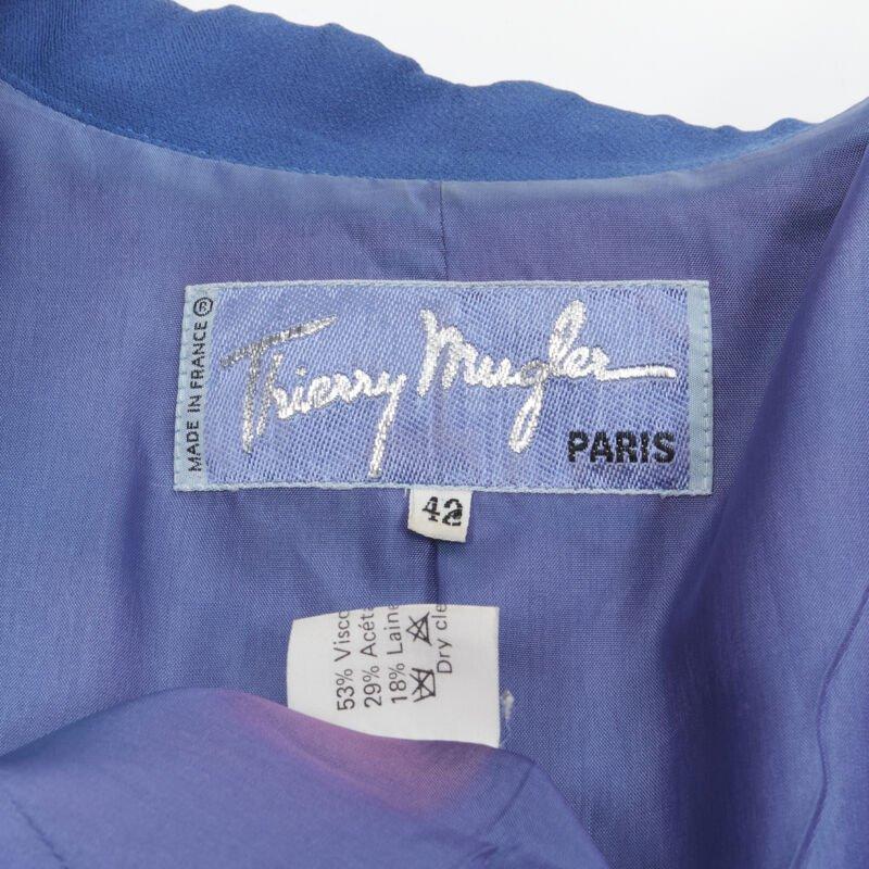 THIERRY MUGLER Vintage cobalt blue futuristic collar peplum jacket FR42 L 4