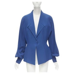 THIERRY MUGLER Vintage cobalt blue futuristic collar peplum jacket FR42 L