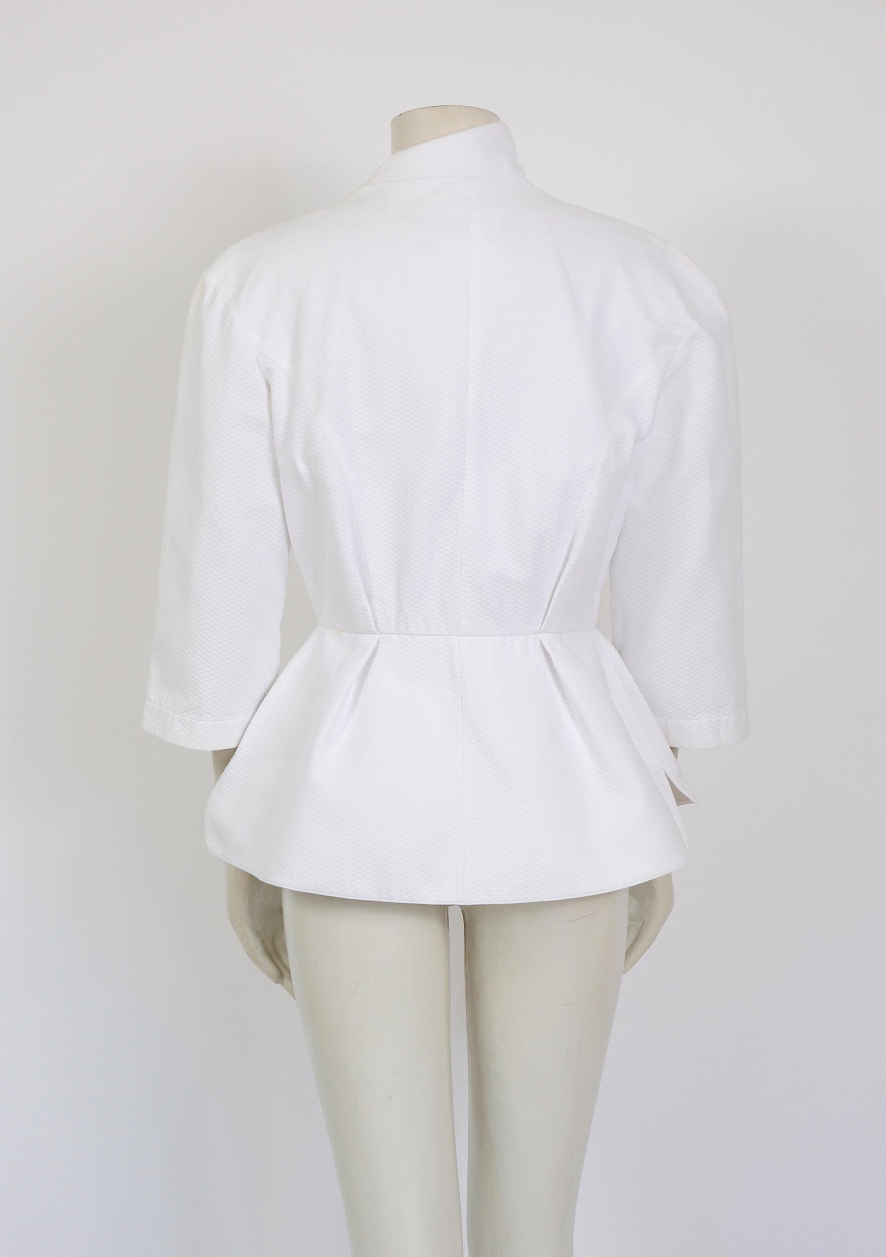 Women's Thierry Mugler vintage crispy white cotton pique 1980s jacket