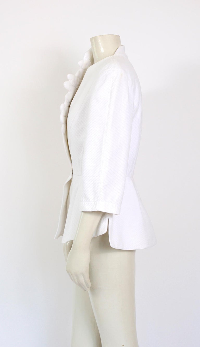 Thierry Mugler vintage crispy white cotton pique 1980s jacket at 1stDibs